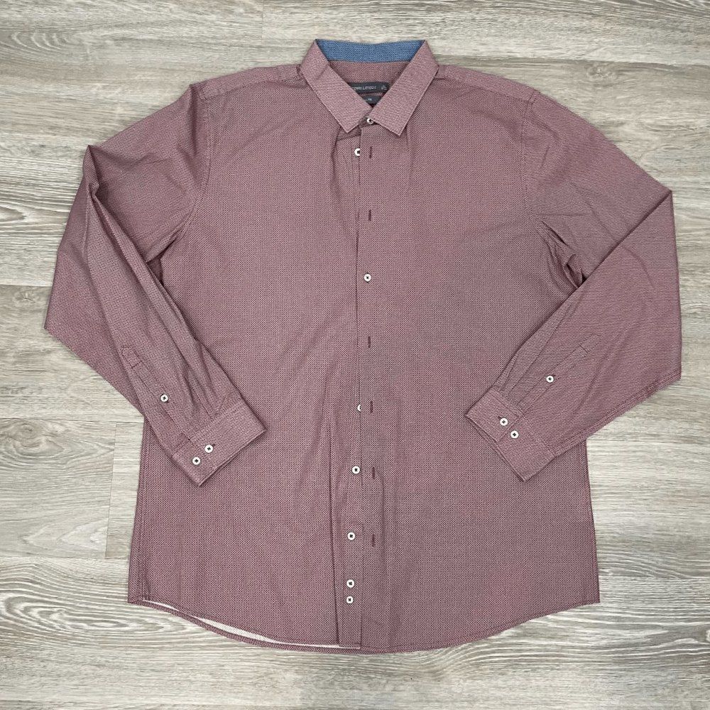 Angelo Litrico Mens Shirt Slim Fit Button Down Maroon Size XL